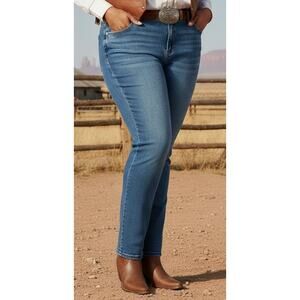 Rock 47 Wrangler Women 35 x 32 18W Western Grommet Pockets Low Rise Denim Jeans